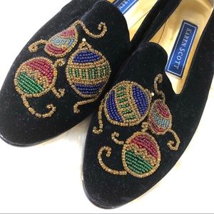 Vintage Holiday Ornament Velvet Beaded Flats